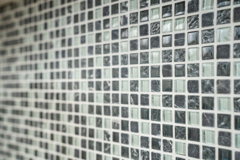 Muestra de mano azulejo mosaico Azulejo backsplash Gris translúcido Mosaico de vidrio Piedra de cristal gris MOS92-0204_m