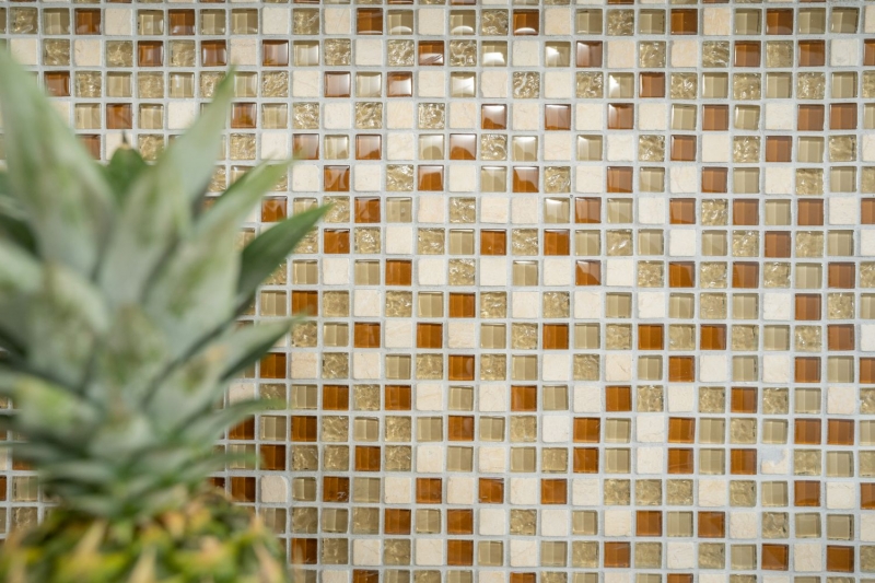 Muestra de mano mosaico azulejo azulejo backsplash translúcido beige vidrio mosaico cristal piedra beige MOS92-1204_m