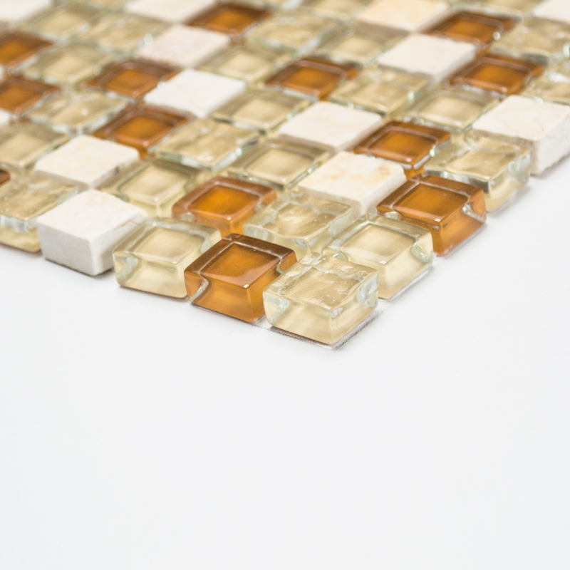 Muestra de mano mosaico azulejo azulejo backsplash translúcido beige vidrio mosaico cristal piedra beige MOS92-1204_m