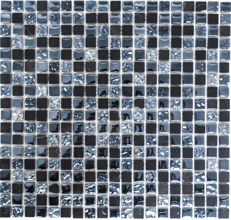Muestra de mano azulejo mosaico Azulejo backsplash Gris translúcido negro Mosaico de vidrio Piedra de cristal gris negro MOS92-0302_m