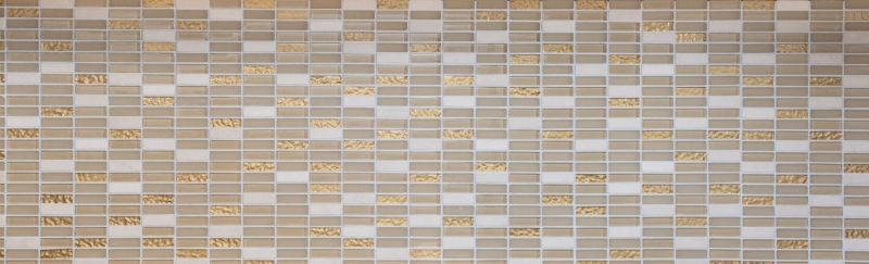 Muestra de mano mosaico azulejo azulejo backsplash translúcido blanco oro varillas vidrio mosaico cristal piedra blanco mate oro MOS87-1202_m
