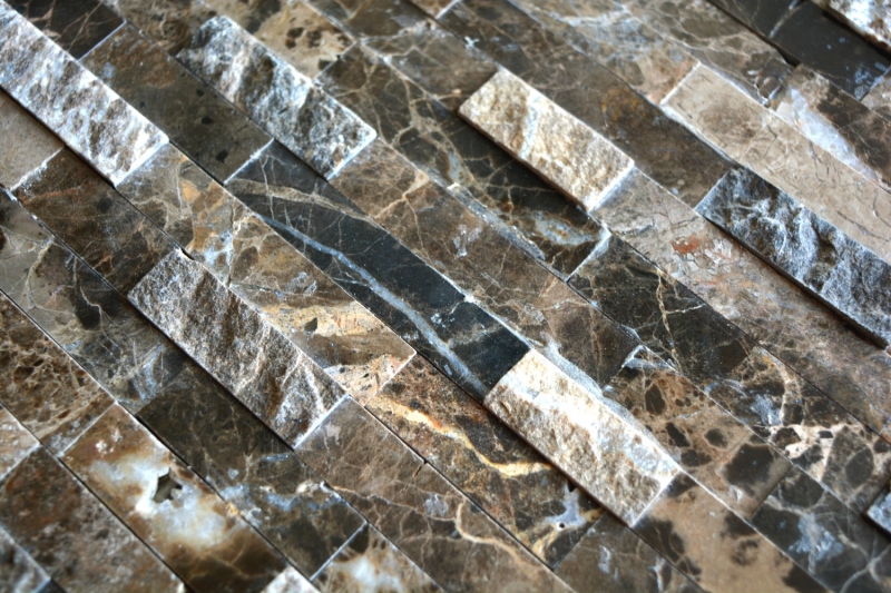 Muestra de mano mosaico azulejo azulejo backsplash autoadhesivo mármol piedra natural marrón oscuro piedra natural emperador oscuro MOS200-0113_m