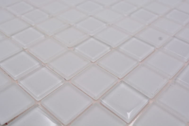 Muestra de mano mosaico azulejo Azulejo backsplash autoadhesivo translúcido blanco Mosaico de vidrio Cristal blanco mate blanco MOS200-4CM20_m