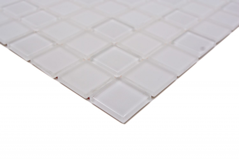 Muestra de mano mosaico azulejo Azulejo backsplash autoadhesivo translúcido blanco Mosaico de vidrio Cristal blanco mate blanco MOS200-4CM20_m