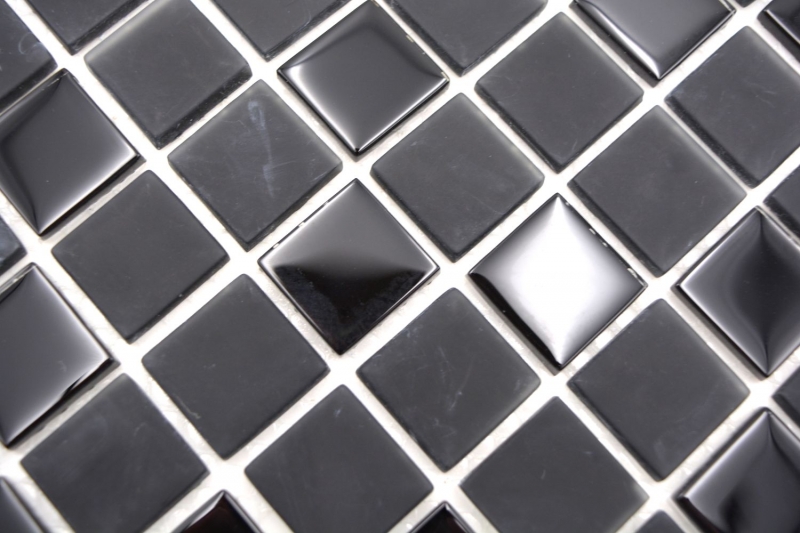 Muestra de mano azulejo mosaico Azulejo backsplash autoadhesivo Translúcido negro Mosaico de vidrio Cristal negro mate negro MOS200-4CM22_m