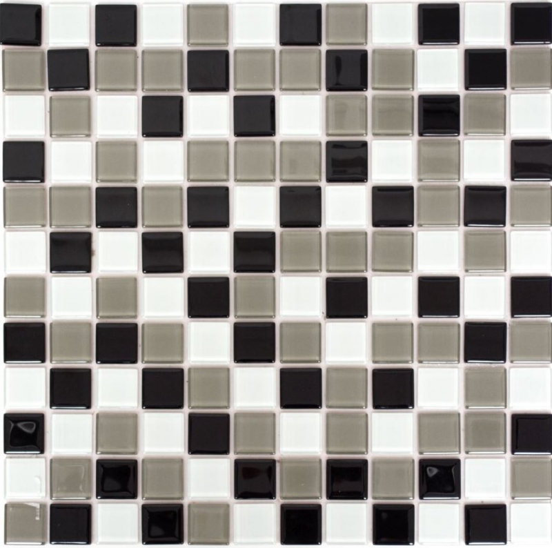 Muestra de mano mosaico azulejo Azulejo backsplash autoadhesivo Translúcido marrón negro blanco Mosaico de vidrio Cristal marrón negro blanco MOS200-4CM30_m