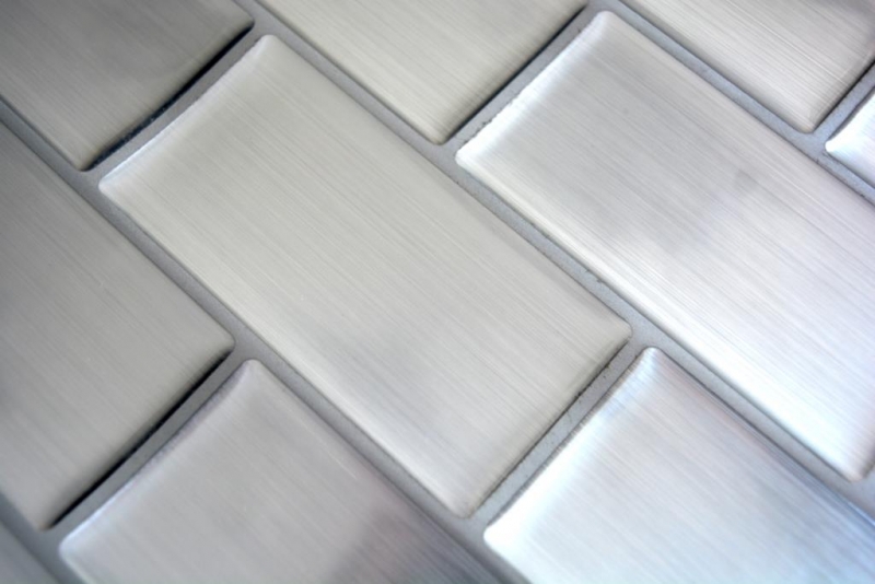 Muestras de mano mosaico azulejo azulejo backsplash autoadhesivo vinilo lámina vinilo plata vinilo acero metro 4-pack MOSVinyl-24002_m