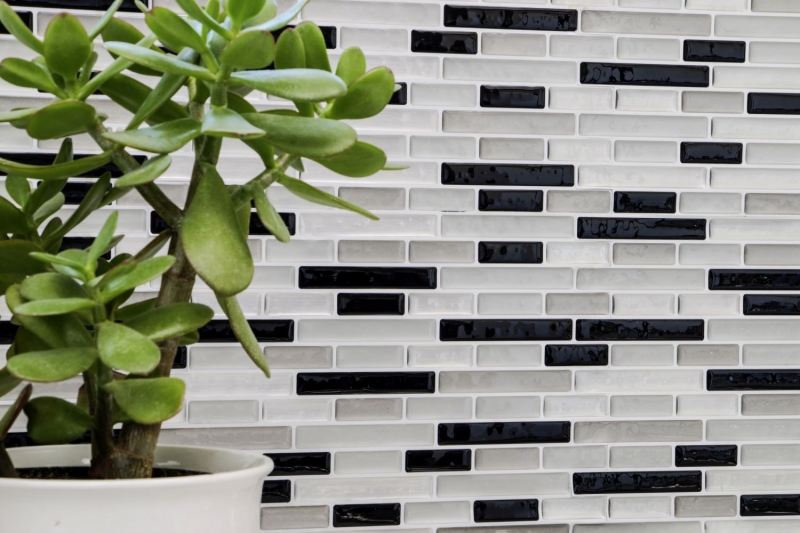 Muestras de mano mosaico azulejo azulejo backsplash vinilo autoadhesivo lámina vinilo plata negro Midnight Marble Dream 4-pack MOSVinyl-24050_m