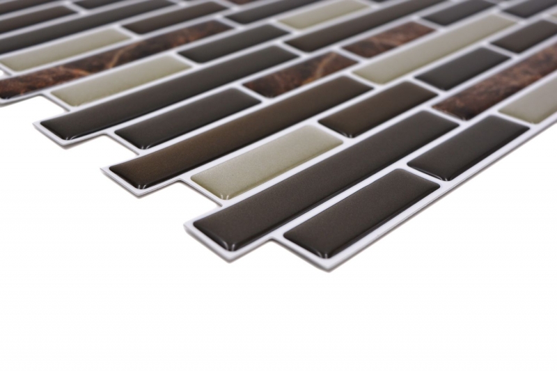 Muestras de mano mosaico azulejo azulejo backsplash autoadhesivo vinilo lámina vinilo marrón marrón mármol 4-pack MOSVinyl-24088_m