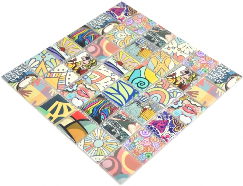 Muestra de mano Coloridos azulejos de mosaico de estilo retro POP UP ART Diseño salpicadero de cocina MODERNO MOS14-1606_m