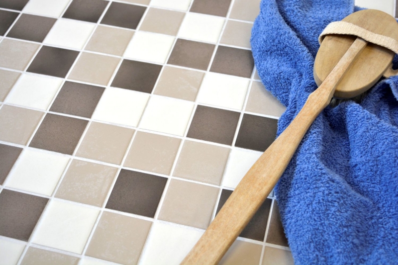 Muestra de mano mosaico antiguo blanco beige marrón pared azulejo cocina azulejo backsplash MOS14-1213_m