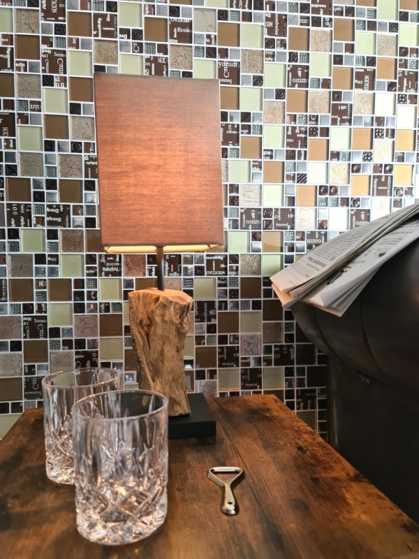 Muestra de mano transparente cristal mosaico vidrio mosaico plata marrón pared azulejo espejo cocina ducha baño MOS88-1317_m
