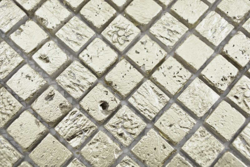 Muestra de mano mosaico piedra resina oro pared azulejo backsplash cocina baño MOS88-0707_m