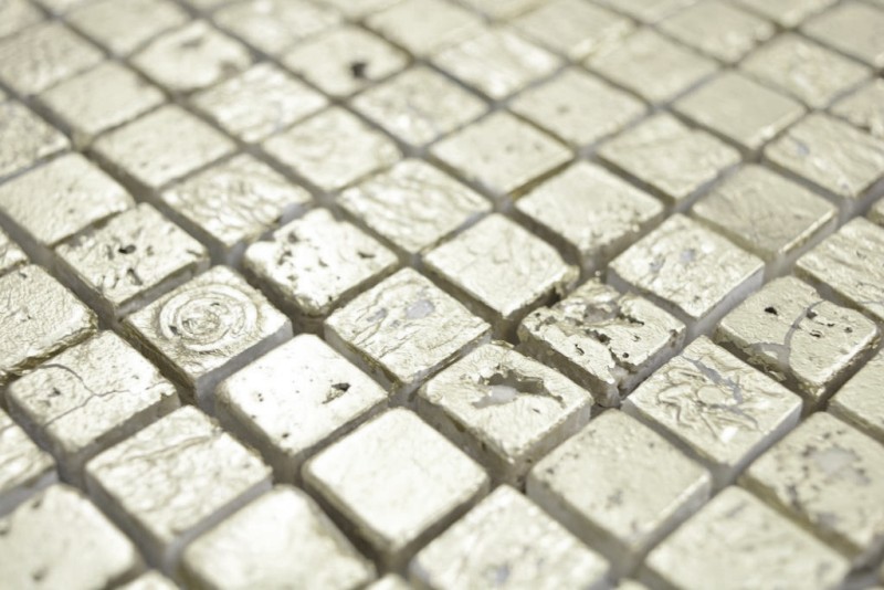 Muestra de mano mosaico piedra resina oro pared azulejo backsplash cocina baño MOS88-0707_m