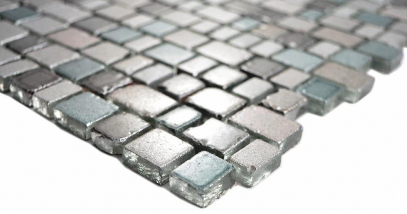 Muestra de mano transparente cristal mosaico mosaico de vidrio gris beige pared azulejo backsplash cocina baño MOS85-0212_m