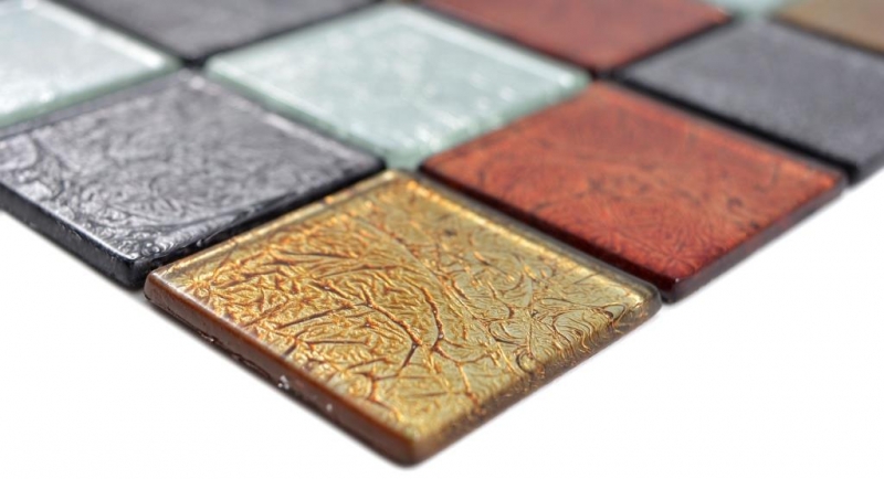 Muestra de mano transparente cristal mosaico oro plata negro rojo estructura pared azulejo espejo cocina baño MOS73-71739_m