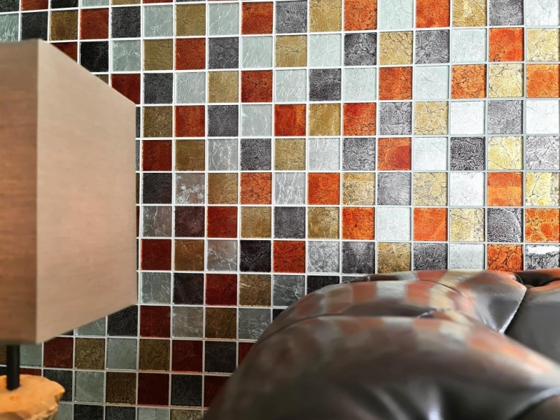 Muestra de mano transparente cristal mosaico oro plata negro rojo estructura pared azulejo espejo cocina baño MOS73-71739_m