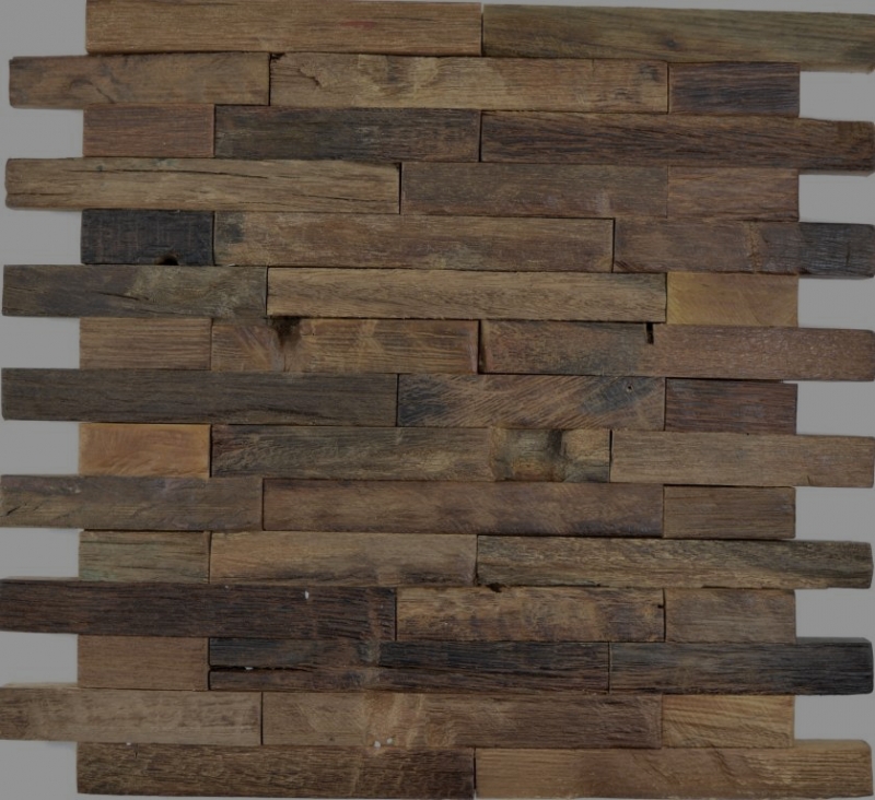 Muestra de mano mosaico de madera compuesto arranque Old Wood madera FSC mosaico azulejo pared azulejo backsplash cocina baño MOS160-21_m