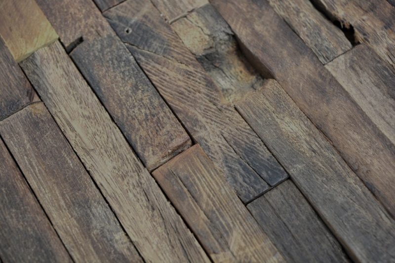 Muestra de mano mosaico de madera compuesto arranque Old Wood madera FSC mosaico azulejo pared azulejo backsplash cocina baño MOS160-21_m