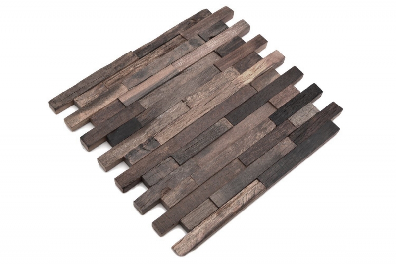 Muestra de mano mosaico de madera compuesto arranque Old Wood madera FSC mosaico azulejo pared azulejo backsplash cocina baño MOS160-21_m