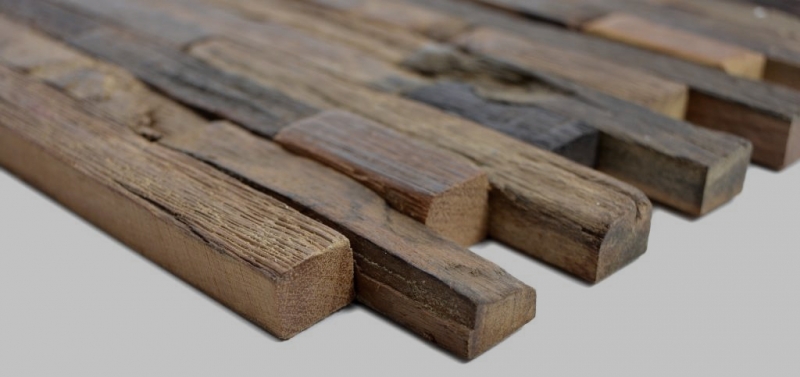 Muestra de mano mosaico de madera compuesto arranque Old Wood madera FSC mosaico azulejo pared azulejo backsplash cocina baño MOS160-21_m