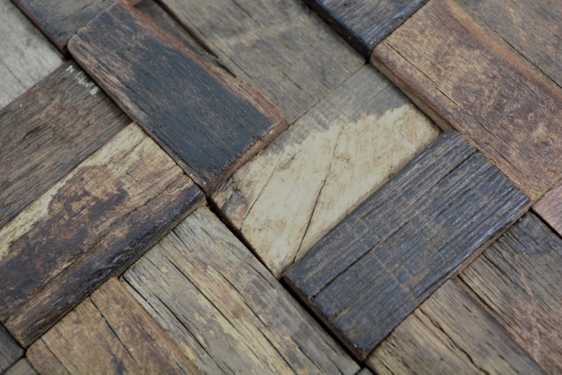 Muestra de mano parquet mosaico de madera bota OLD Madera Madera FSC mosaico azulejo pared azulejo backsplash cocina baño MOS160-25_m