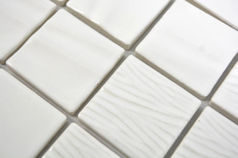 Muestra de mano mosaico de cerámica Kanaan blanco liso mosaico azulejo pared azulejo backsplash cocina baño MOS14-0101_m