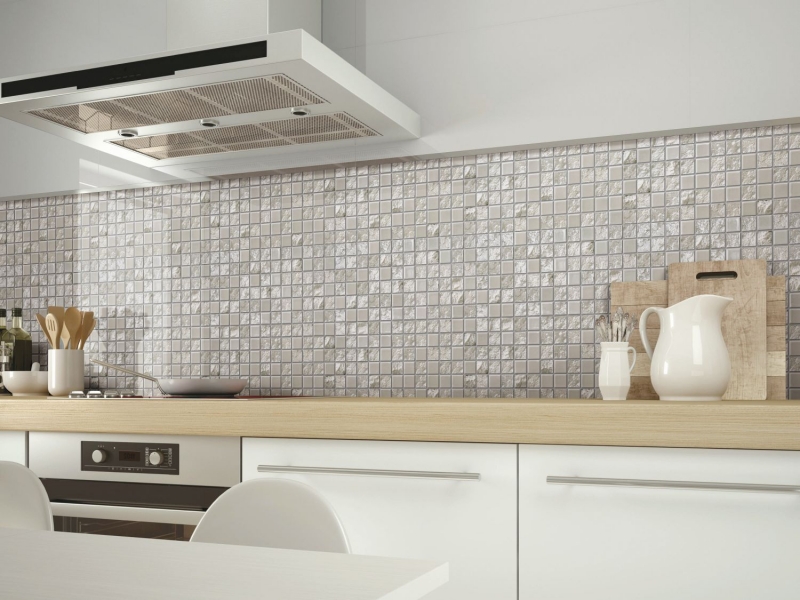 Muestra de mano mosaico de cerámica Bakú blanco mosaico azulejo pared azulejo backsplash cocina baño MOS14-0001_m