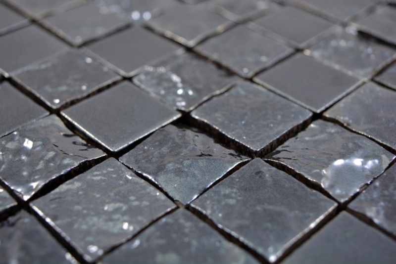 Muestra de mano mosaico de cerámica Baku negro mosaico azulejo pared azulejo backsplash cocina baño MOS18-0303_m