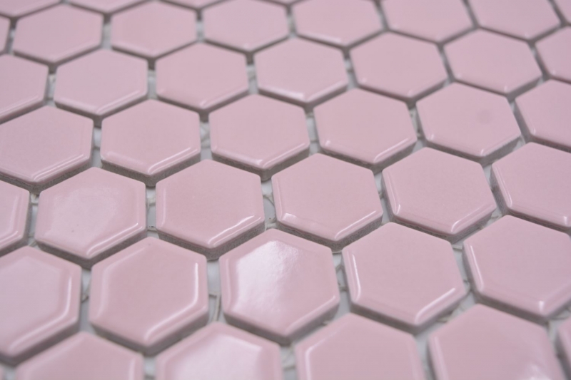 Muestra de mano cerámica mosaico hexágono rosa antiguo brillante mosaico azulejo pared azulejo backsplash cocina baño MOS11H-1111_m