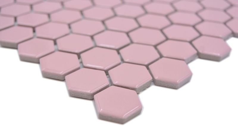 Muestra de mano cerámica mosaico hexágono rosa antiguo brillante mosaico azulejo pared azulejo backsplash cocina baño MOS11H-1111_m