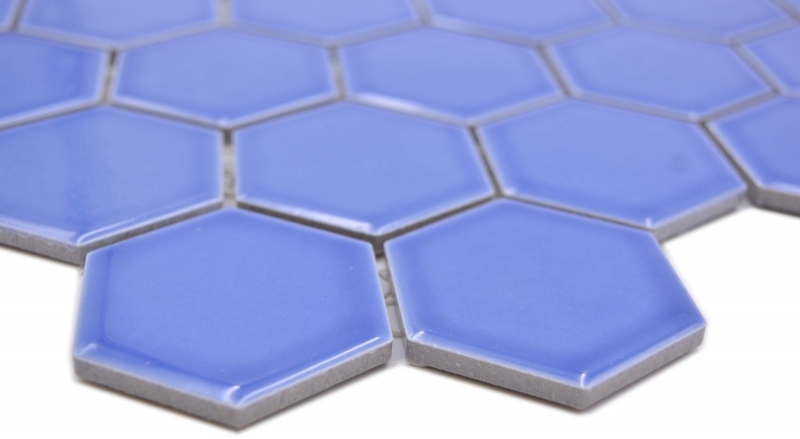 Muestra de mano cerámica mosaico hexágono azul brillante mosaico azulejo pared azulejo backsplash cocina baño MOS11H-6501_m