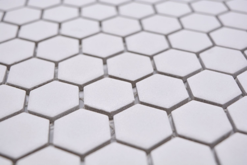 Muestra de mano cerámica mosaico hexágono blanco R10B plato de ducha azulejo suelo mosaico azulejo cocina baño MOS11H-0101-R10_m