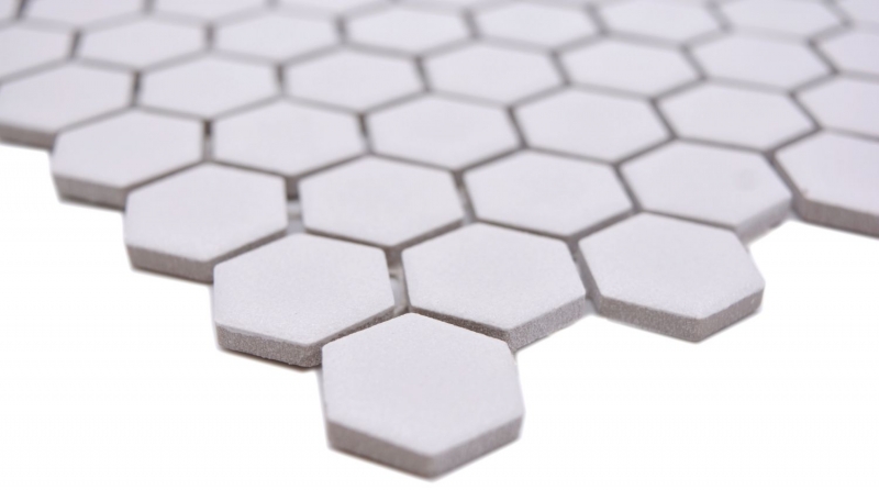 Muestra de mano cerámica mosaico hexágono blanco R10B plato de ducha azulejo suelo mosaico azulejo cocina baño MOS11H-0101-R10_m