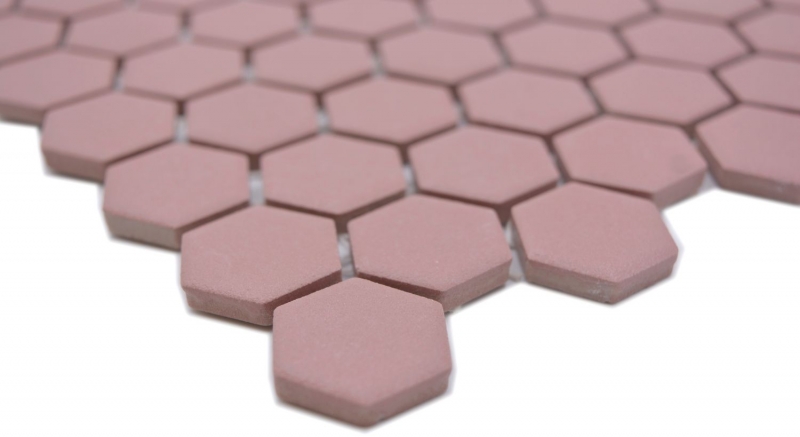 Muestra de mano cerámica mosaico hexágono clinker rojo R10B plato de ducha azulejo suelo mosaico azulejo cocina baño MOS11H-0900-R10_m