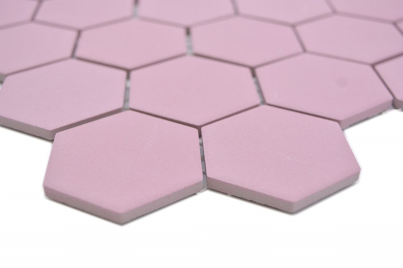 Muestra de mano cerámica mosaico hexágono rosa antiguo R10B plato de ducha azulejo suelo mosaico azulejo cocina baño MOS11H-1112-R10_m
