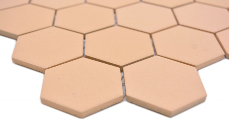Muestra de mano cerámica mosaico hexágono ocre naranja R10B plato de ducha azulejo suelo mosaico azulejo cocina baño MOS11H-0808-R10_m
