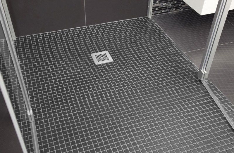 Muestra de mano mosaico azulejo SLIP-SAVE DUCHA POT STEIN GREY MATT MOS18-0208-R10_m