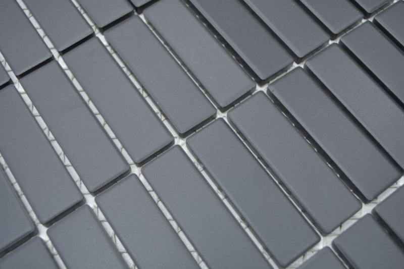 Muestra de mano mosaico azulejo cerámica barras negro sin esmaltar plato de ducha azulejo de suelo MOS24B-0310-R10_m