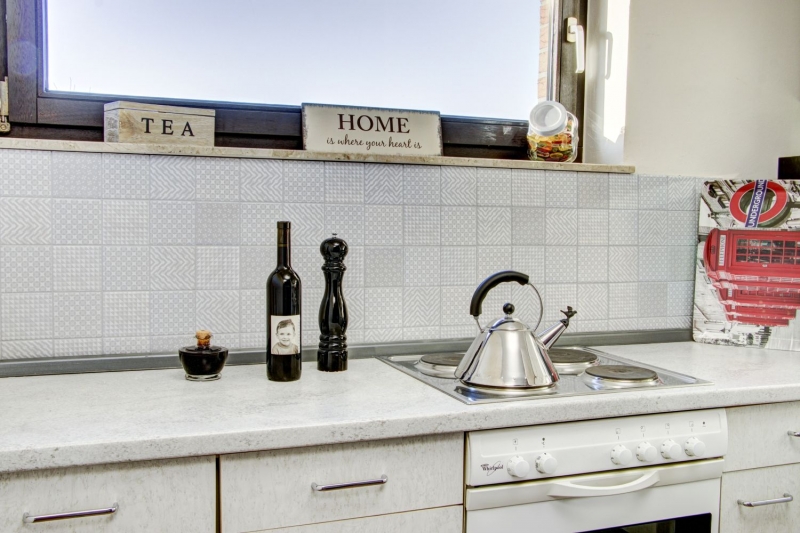 Retro vintage mosaico de azulejos backsplash pared de la cocina blanco Geo Blanco MOS22B-1401_f | 10 esteras de mosaico
