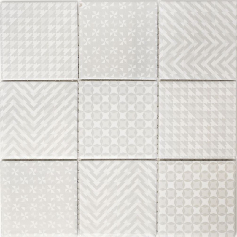 Retro vintage de cerámica gris Geo Grey MOS22B-1402_f | 10 esteras de mosaico
