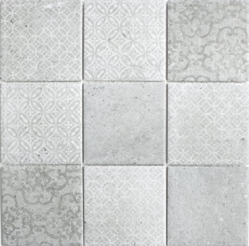 Retro vintage azulejos de mosaico de cerámica gris cocina splashback MOS22-CELLO_f | 10 esteras de mosaico