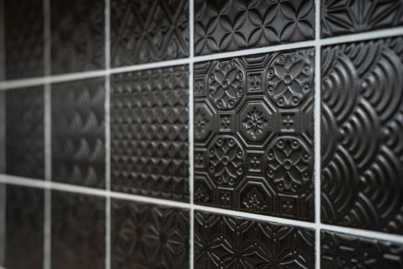 Retro vintage mosaico azulejo backsplash cocina backsplash negro Spirit negro MOS22B-1403_f | 10 esteras de mosaico