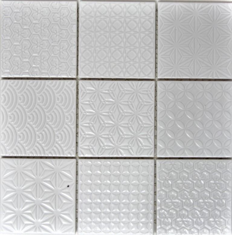 Retro vintage mosaico azulejo backsplash pared de la cocina blanco Espíritu blanco MOS22B-0104_f | 10 esteras de mosaico