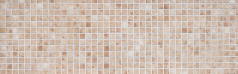 Mosaico de azulejos retro vintage cerámica mosaico beige marrón cocina splashback MOS18D-1412_f | 10 esteras de mosaico