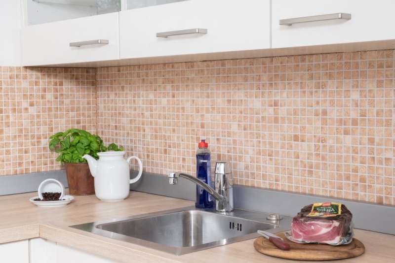Mosaico de azulejos retro vintage cerámica mosaico beige marrón cocina splashback MOS18D-1412_f | 10 esteras de mosaico