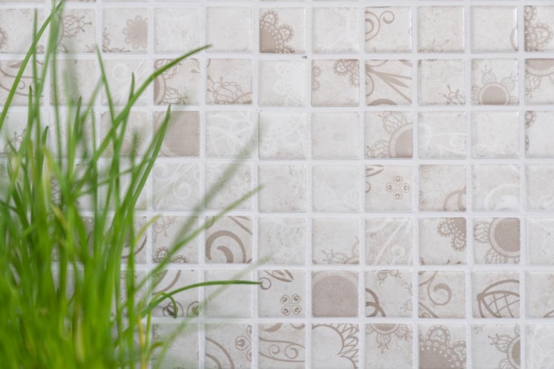 Azulejos de mosaico retro vintage cerámica mosaico gris caqui azulejo backsplash cocina backsplash MOS18D-1402_f | 10 esteras de mosaico