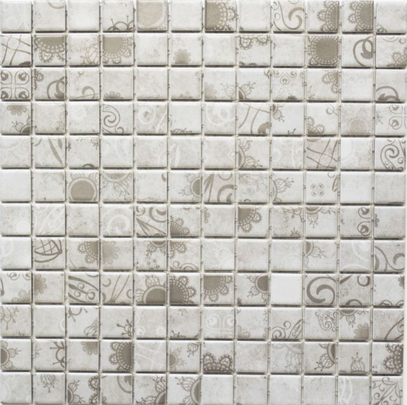 Azulejos de mosaico retro vintage cerámica mosaico gris caqui azulejo backsplash cocina backsplash MOS18D-1402_f | 10 esteras de mosaico