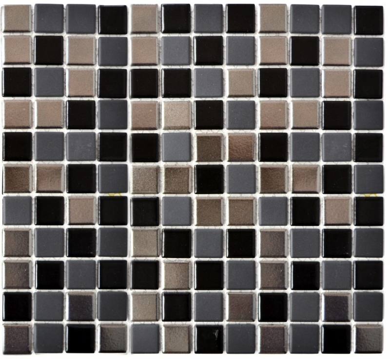 Azulejos de mosaico de cerámica negro plata antracita cromo cocina splashback MOS18-0317_f | 10 esteras de mosaico