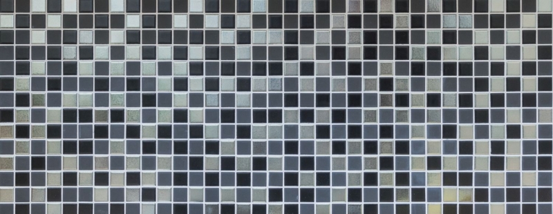 Azulejos de mosaico de cerámica negro plata antracita cromo cocina splashback MOS18-0317_f | 10 esteras de mosaico